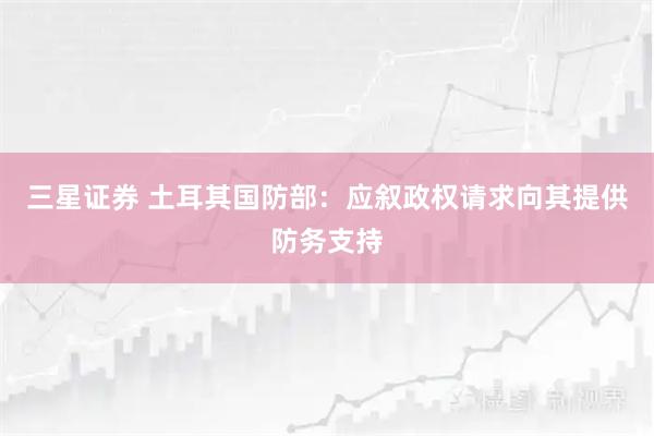 三星证券 土耳其国防部：应叙政权请求向其提供防务支持